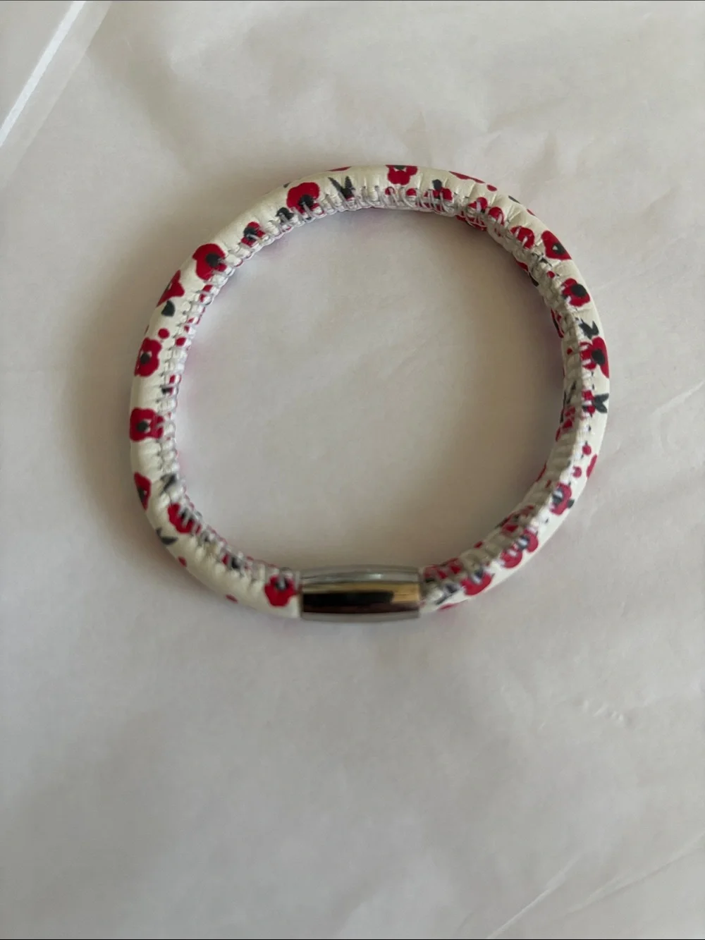 Brighton White and Red Floral Magnetic Bracelet - Used